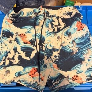 American Eagle Outfitters Blue and White Seagull Swim Shorts